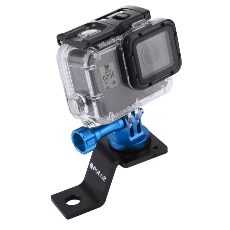 PULUZ Aluminum Alloy Motorcycle Fixed Holder Mount with Tripod Adapter & Screw for GoPro, Insta360, DJI and Other Action Cameras(Blue) - Holder by PULUZ | Online Shopping UK | buy2fix