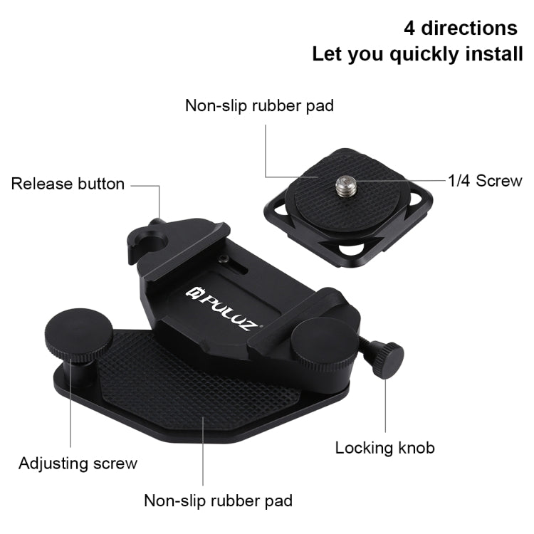 PULUZ Capture Camera Clip CNC Aluminum Alloy Quick Release Clip with Plate (Black) - Quick Release Plate by PULUZ | Online Shopping UK | buy2fix