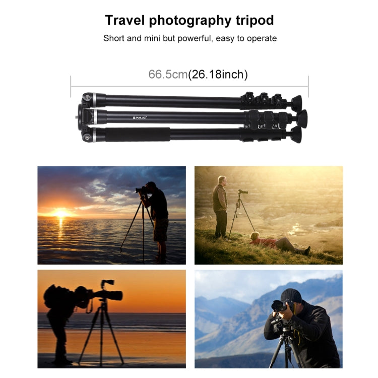 PULUZ 4-Section Folding Legs Metal Tripod Mount for DSLR / SLR Camera, Adjustable Height: 97-180cm - Tripods by PULUZ | Online Shopping UK | buy2fix