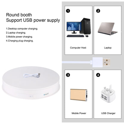 PULUZ 30cm USB Electric Rotating Turntable Display Stand Video Shooting Props Turntable for Photography, Load 5-10kg(White) - Camera Accessories by PULUZ | Online Shopping UK | buy2fix