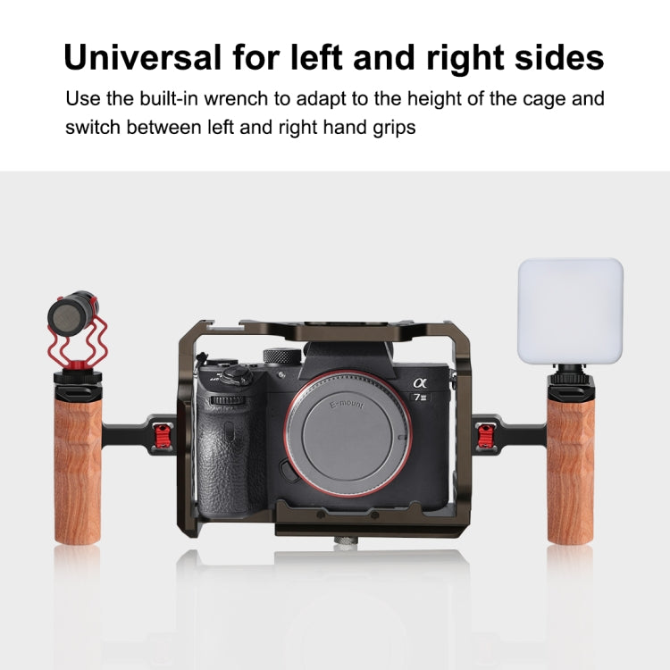 PULUZ 1/4 inch Screw Universal Camera Wooden Side Handle with Cold Shoe Mount for Camera Cage Stabilizer(Black) - Camera Accessories by PULUZ | Online Shopping UK | buy2fix