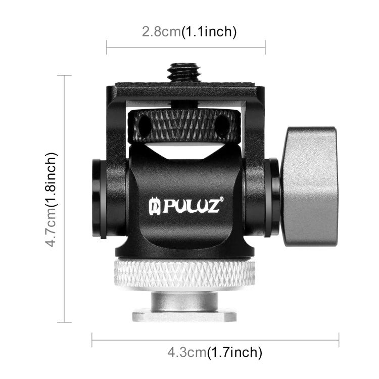 PULUZ Mini 180 Degree Swing Tripod Ball Head Cold Shoe Mount Adapter(Silver) - Camera Accessories by PULUZ | Online Shopping UK | buy2fix