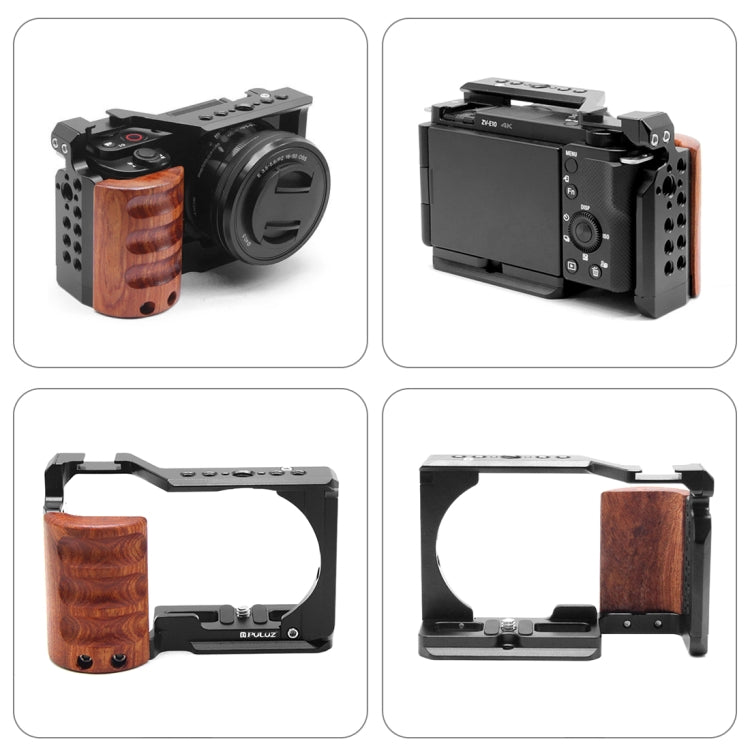 For Sony ZV-E10 PULUZ Wood Handle Metal Camera Cage Stabilizer Rig - Camera Cage by PULUZ | Online Shopping UK | buy2fix