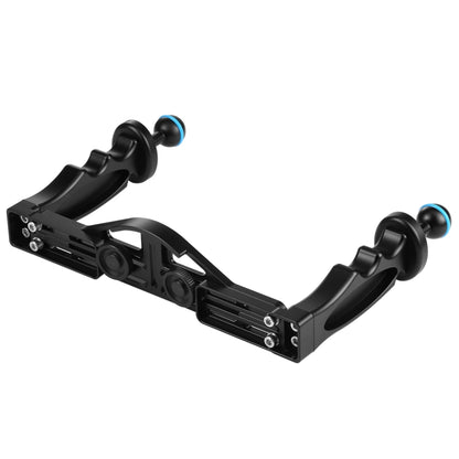 PULUZ Dual Handles Aluminium Alloy Tray Stabilizer for Underwater Camera Housings(Black) - Camera Accessories by PULUZ | Online Shopping UK | buy2fix