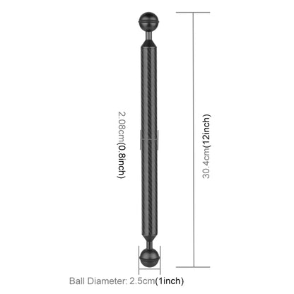 PULUZ  12 inch 30.4cm Length 20.8mm Diameter Dual Balls Carbon Fiber Floating Arm, Ball Diameter: 25mm(Black) - Camera Accessories by PULUZ | Online Shopping UK | buy2fix