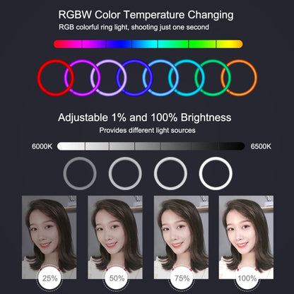 PULUZ 7.9 inch 20cm USB RGB Dimmable LED Dual Color Temperature LED Curved Light Ring Vlogging Selfie Photography Video Lights with Phone Clamp(Pink) - Ring Light by PULUZ | Online Shopping UK | buy2fix