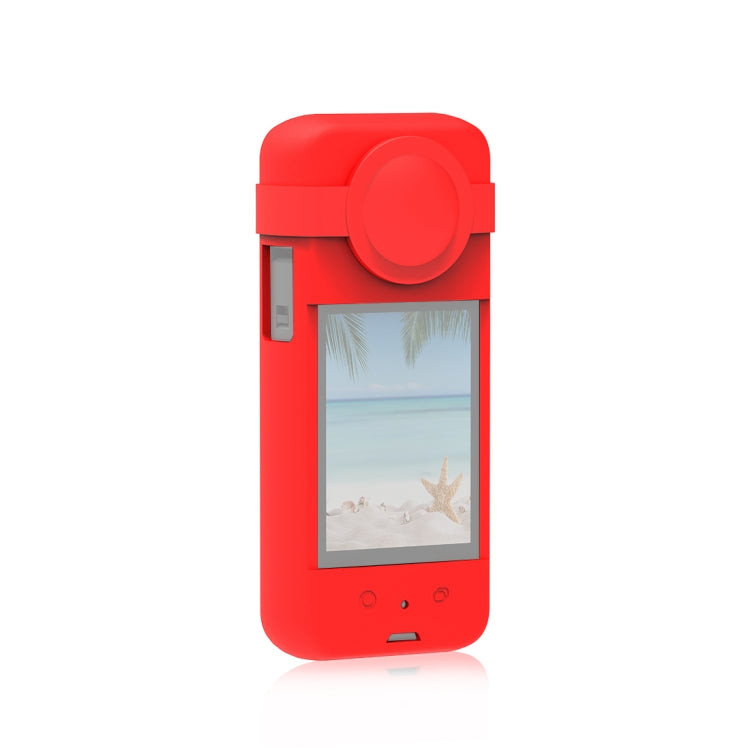 For Insta360 X3 PULUZ Silicone Protective Case with Lens Cover(Red) - DJI & GoPro Accessories by PULUZ | Online Shopping UK | buy2fix