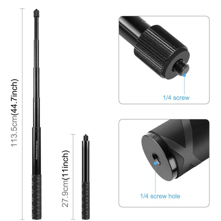 For Insta360 X3 / X4 PULUZ Rotary Handle Desktop Tripod Stand 110cm Selfie Stick Monopod (Black) - Self Monopod Grip by PULUZ | Online Shopping UK | buy2fix