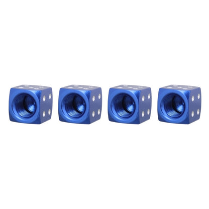 Universal 8mm Dice Style Aluminium Alloy Car Tire Valve Caps, Pack of 4(Blue) - In Car by buy2fix | Online Shopping UK | buy2fix