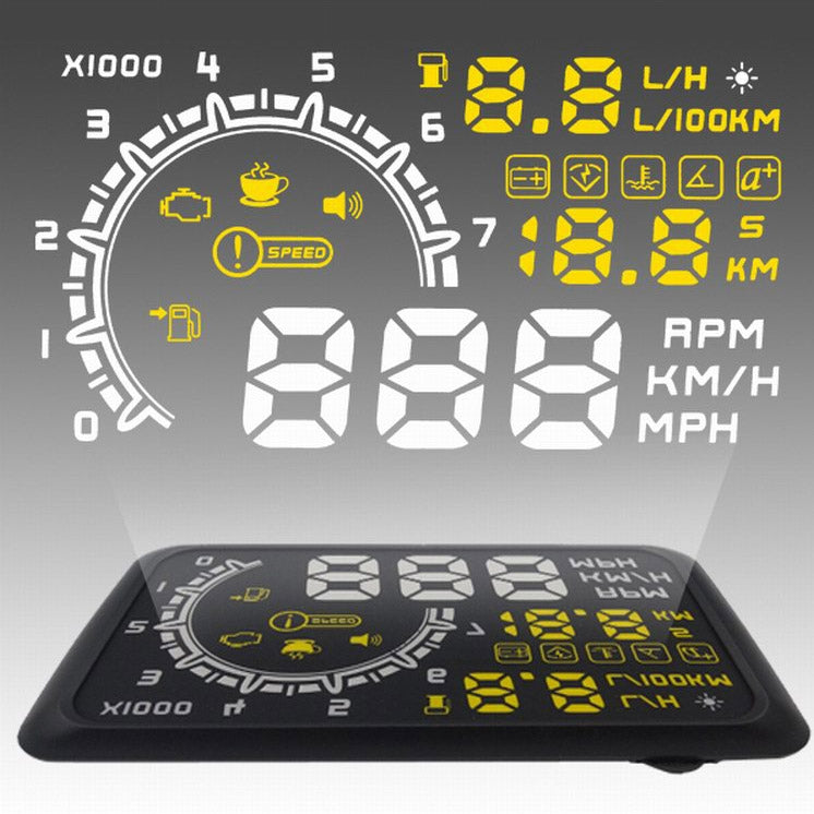 W02 5.5 inch Car OBDII HUD Fuel Consumption Warning System Vehicle-mounted Head Up Display Projector with LED -  by buy2fix | Online Shopping UK | buy2fix