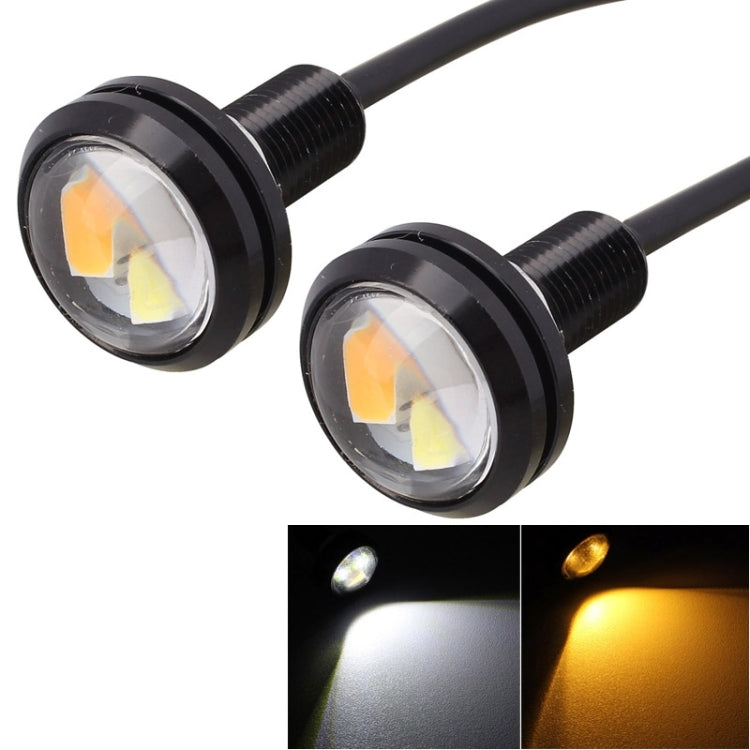 2 PCS 22.5mm 2W 200LM White + Yellow Light 4 LED SMD 5630 Eagle Eye Car Steering Light Daytime Running Light(Black) - In Car by buy2fix | Online Shopping UK | buy2fix