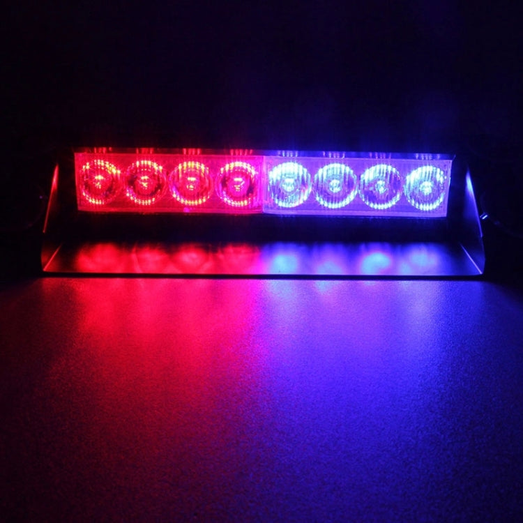 8W 800LM 8-LED Red + Blue Light 3-Modes Adjustable Angle Car Strobe Flash Dash Emergency Light Warning Lamp with Suckers, DC 12V - In Car by buy2fix | Online Shopping UK | buy2fix