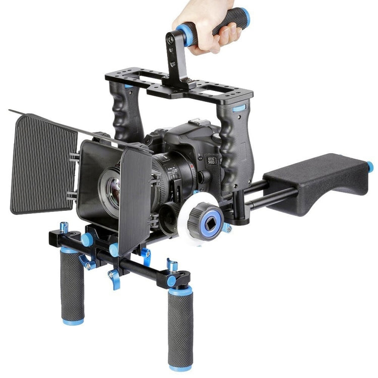 YELANGU YLG1103A-A Dual Handles Camera Shoulder Mount + Camera Cage Stabilizer Kit with Matte Box for DSLR Camera / Video Camera - Camera Accessories by YELANGU | Online Shopping UK | buy2fix