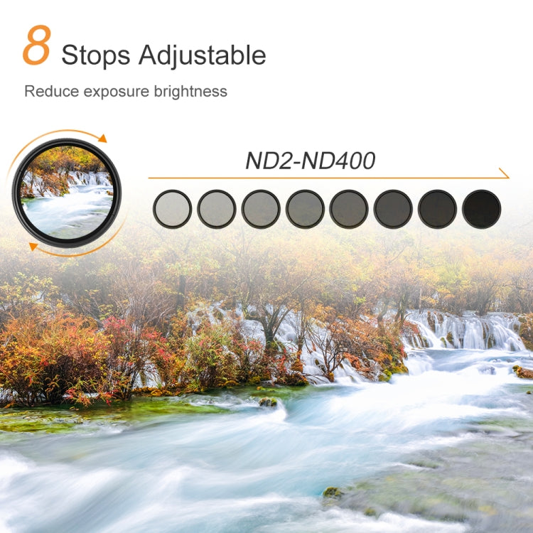 58mm ND Fader Neutral Density Adjustable Variable Filter ND 2 to ND 400 Filter(Black) - Camera Accessories by buy2fix | Online Shopping UK | buy2fix