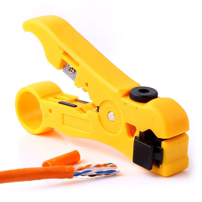 Multi-function Coaxial Cable / Network Cable / Phone Line / Flat Cable Stripper(Yellow) - Lan Cable and Tools by buy2fix | Online Shopping UK | buy2fix