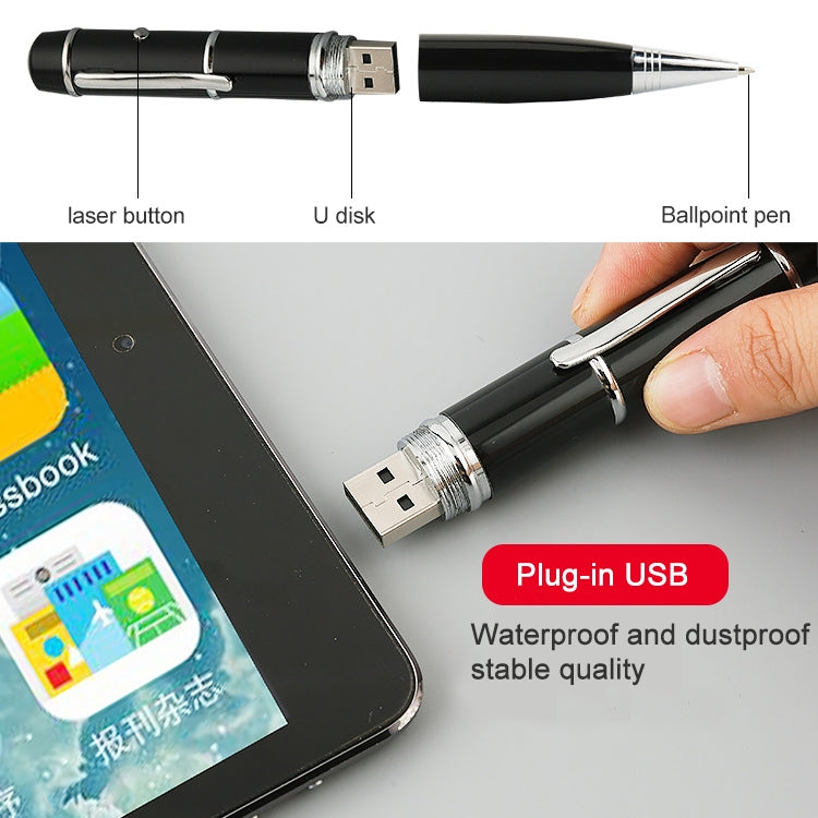 3 in 1 Laser Pen Style USB Flash Disk, 4GB (Black)(Black) - USB Flash Drives by buy2fix | Online Shopping UK | buy2fix