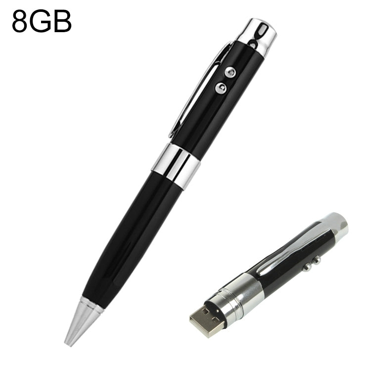 3 in 1 Laser Pen Style USB Flash Disk, Black (8GB) - Computer & Networking by buy2fix | Online Shopping UK | buy2fix