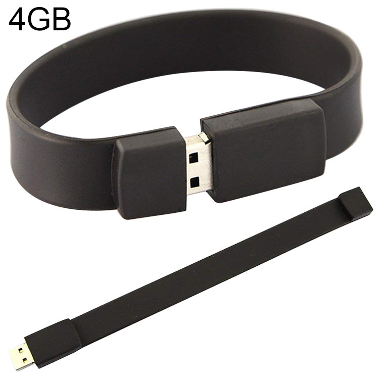 4GB Silicon Bracelets USB 2.0 Flash Disk(Black) - USB Flash Drives by buy2fix | Online Shopping UK | buy2fix