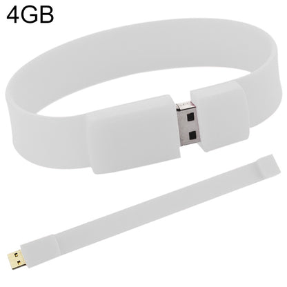 4GB Silicon Bracelets USB 2.0 Flash Disk(White) - USB Flash Drives by buy2fix | Online Shopping UK | buy2fix