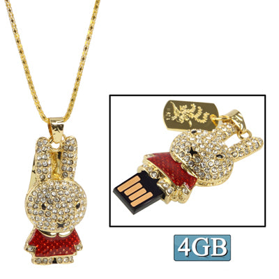 Rabbit Shaped Diamond Jewelry USB Flash Disk (4GB), Red - USB Flash Drives by buy2fix | Online Shopping UK | buy2fix