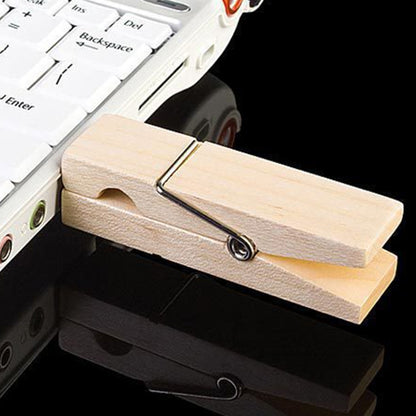 4 GB Wood Clip Style USB Flash Disk - USB Flash Drives by buy2fix | Online Shopping UK | buy2fix