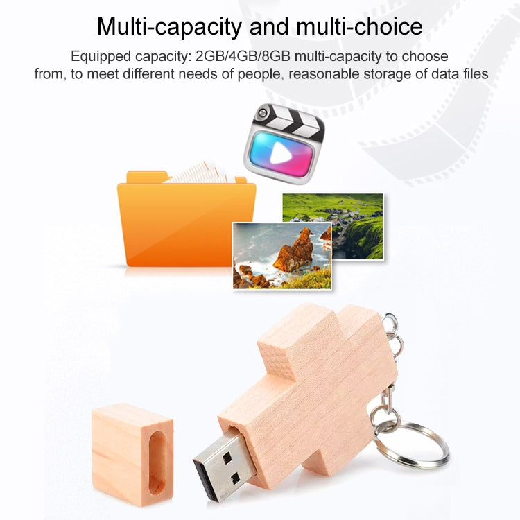 4 GB Wood Cross Style USB Flash Disk - USB Flash Drives by buy2fix | Online Shopping UK | buy2fix