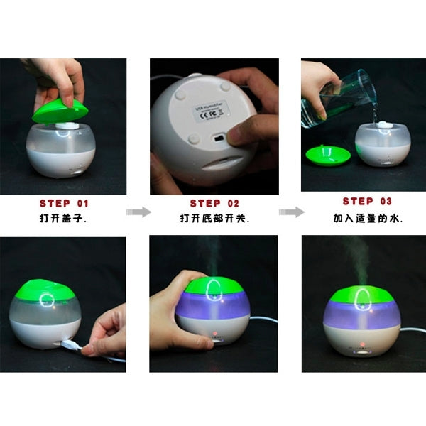 USB Air Humidifier with Mini Red Indicator and Vapour Amount Regulating Switch (White + Green) - Home & Garden by buy2fix | Online Shopping UK | buy2fix