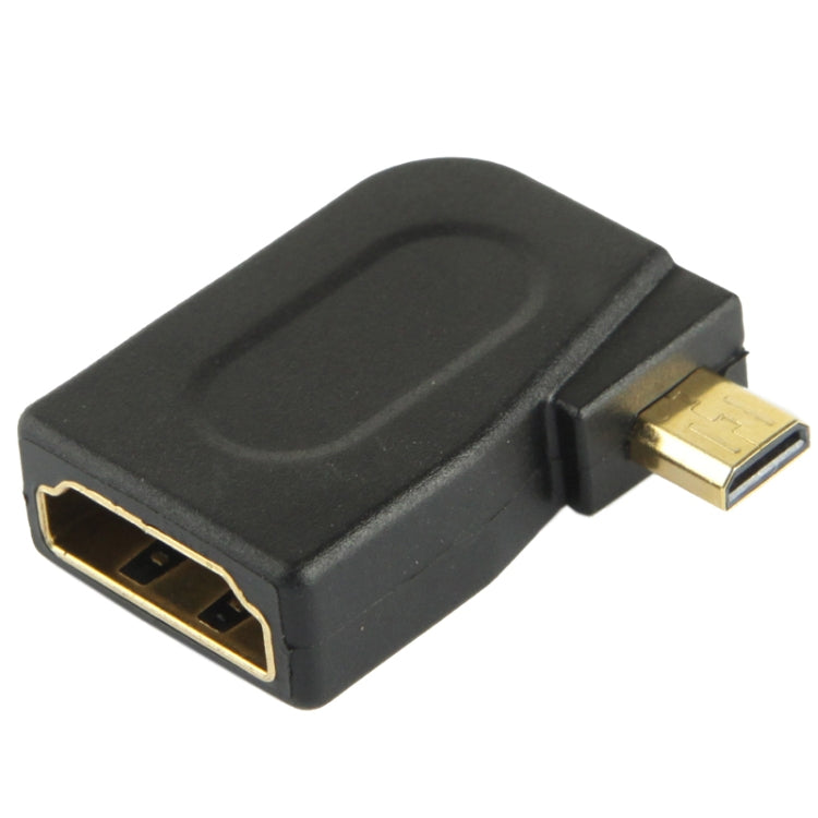 Gold Plated Micro HDMI Male to HDMI 19 Pin Female Adaptor with 90 Degree Angle(Black) - Adapter by buy2fix | Online Shopping UK | buy2fix