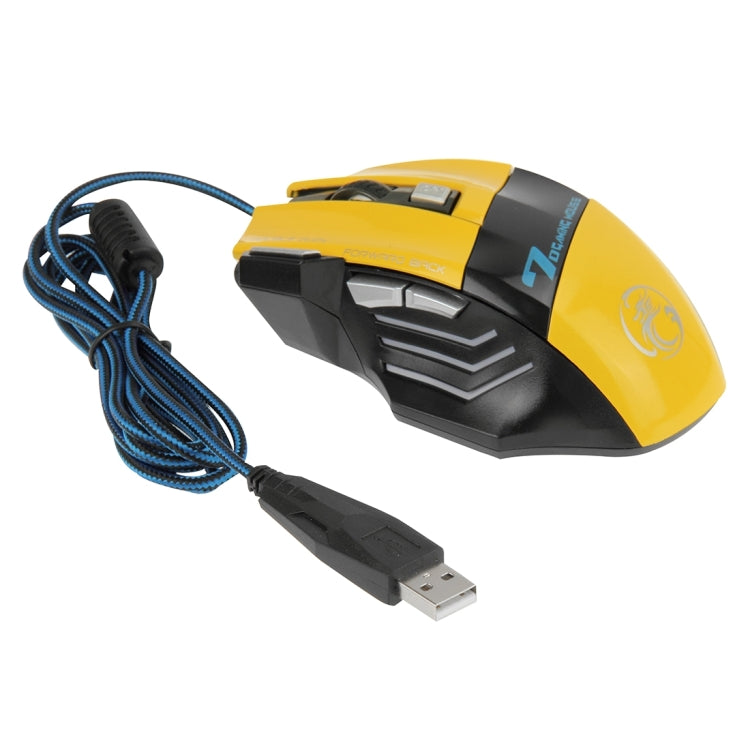 7 Buttons with Scroll Wheel 5000 DPI LED Wired Optical Gaming Mouse for Computer PC Laptop(Yellow) - Wired Mice by buy2fix | Online Shopping UK | buy2fix