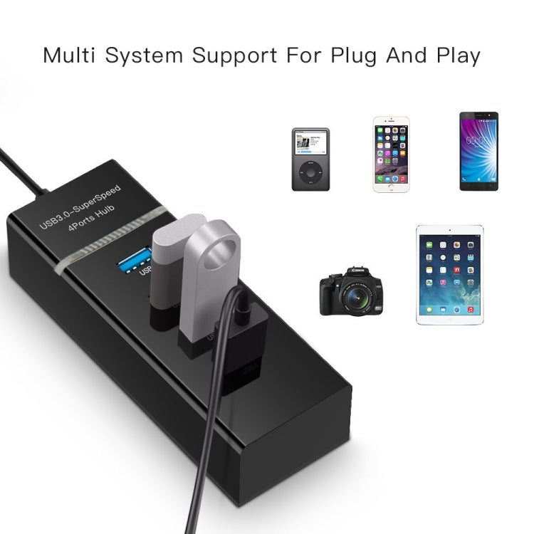 30cm USB-C / Type-C 3.1 Male to 4-Port USB 3.0 Adapter Hub, For Galaxy S8 & S8 + / LG G6 / Huawei P10 & P10 Plus / Xiaomi Mi 6 & Max 2 and other Smartphones(Black) - Computer & Networking by buy2fix | Online Shopping UK | buy2fix