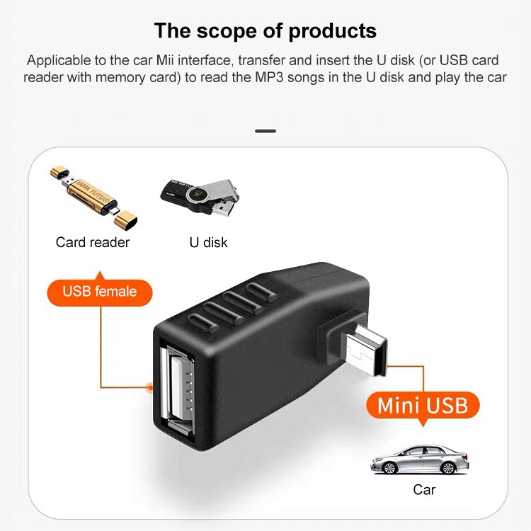 90 Degree Down Angled Mini USB Male to USB 2.0 AF Adapter(Black) - Computer & Networking by buy2fix | Online Shopping UK | buy2fix