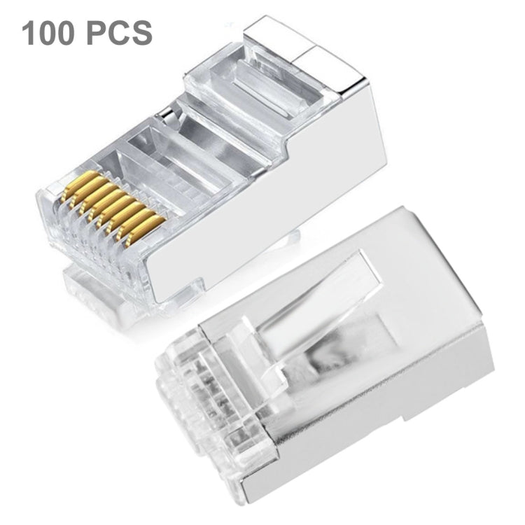 High Quality RJ45 Shielded Plug Cat5 8P8C Lan Connector Network (100 pcs in one packaging , the price is for 100 pcs)(Silver) - Lan Cable and Tools by buy2fix | Online Shopping UK | buy2fix