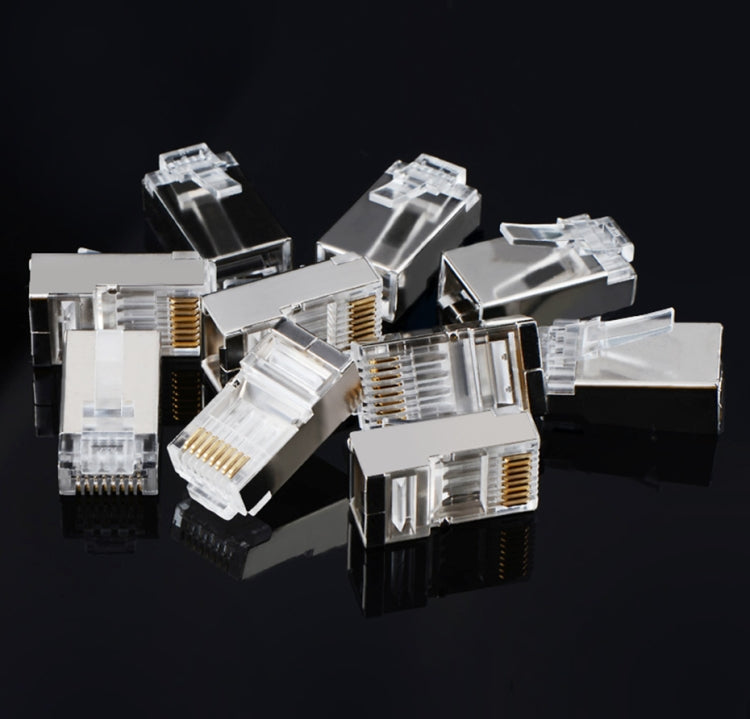 High Quality RJ45 Shielded Plug Cat5 8P8C Lan Connector Network (100 pcs in one packaging , the price is for 100 pcs)(Silver) - Lan Cable and Tools by buy2fix | Online Shopping UK | buy2fix