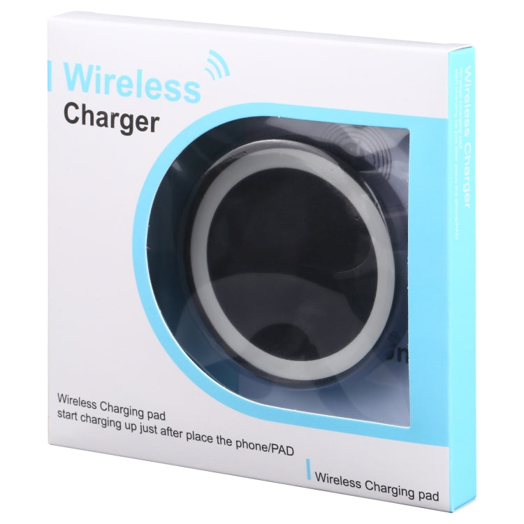 5W Universal QI Standard Round Wireless Charging Pad (Black + White) - Wireless Charger by buy2fix | Online Shopping UK | buy2fix