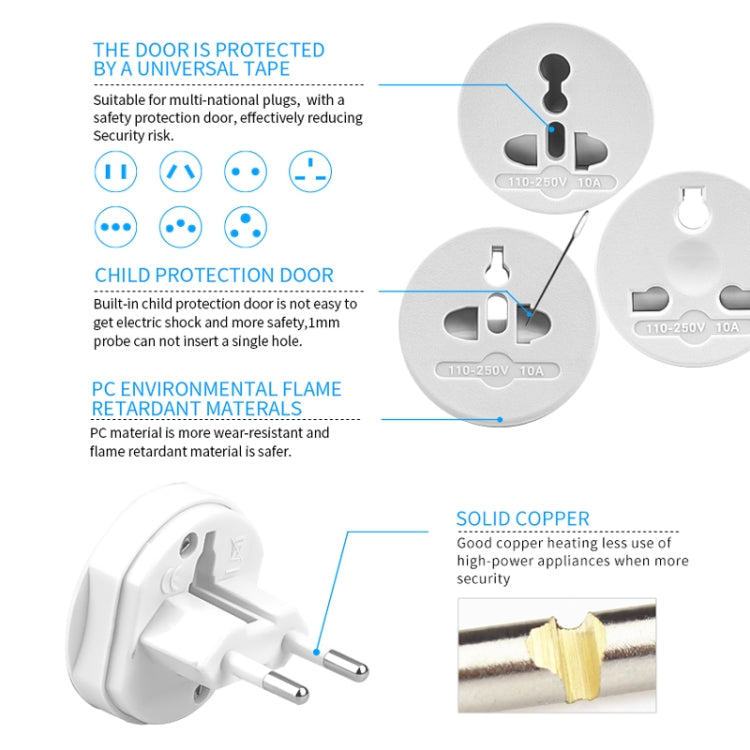 All in 1 EU + AU + UK + US Plug Travel Universal Adaptor(White) - Consumer Electronics by buy2fix | Online Shopping UK | buy2fix