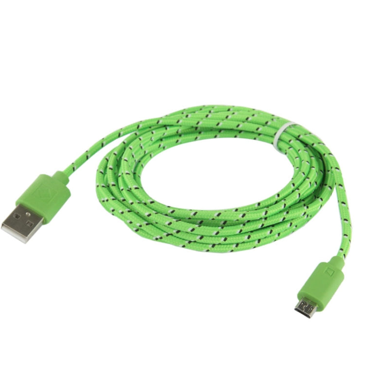 Nylon Netting Style Micro 5 Pin USB Data Transfer / Charge Cable, Length: 3m(Green) - Micro USB Cable by buy2fix | Online Shopping UK | buy2fix