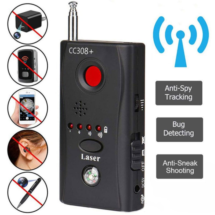 CC308+ Multi Wireless Camera Lens Detector Radio Wave Signal Detect Full-range RF GSM Device Finder(EU Plug) - Security by buy2fix | Online Shopping UK | buy2fix