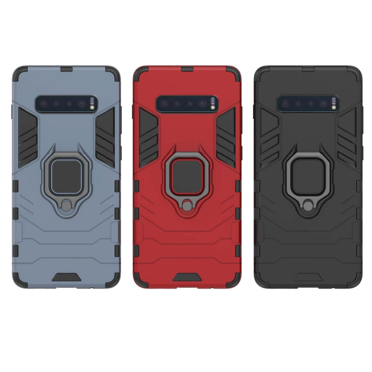 PC + TPU Shockproof Protective Case for Samsung Galaxy S10 Plus, with Magnetic Ring Holder(Black) - Samsung Accessories by buy2fix | Online Shopping UK | buy2fix