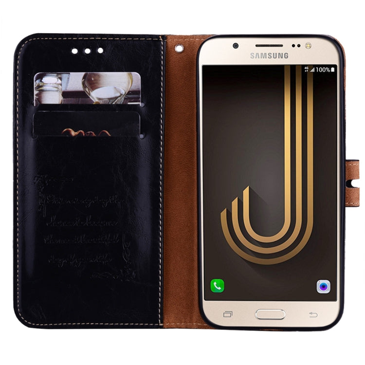 For Samsung Galaxy J5 (2017) / J530 (EU Version) Business Style Oil Wax Texture Horizontal Flip Leather Case with Holder & Card Slots & Wallet(Black) - Galaxy Phone Cases by buy2fix | Online Shopping UK | buy2fix