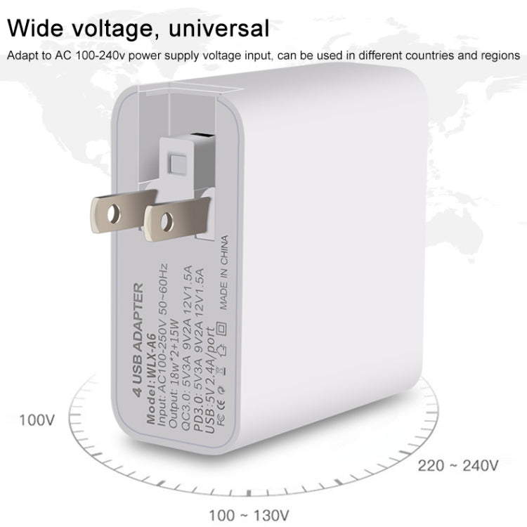 WLX-A6 4 Ports Quick Charging USB Travel Charger Power Adapter, UK Plug - Apple Accessories by buy2fix | Online Shopping UK | buy2fix