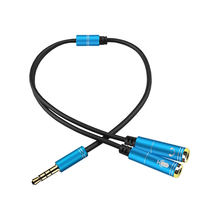 2 in 1 3.5mm Male to Double 3.5mm Female TPE High-elastic Audio Cable Splitter, Cable Length: 32cm(Blue) - Cable & Splitter by buy2fix | Online Shopping UK | buy2fix