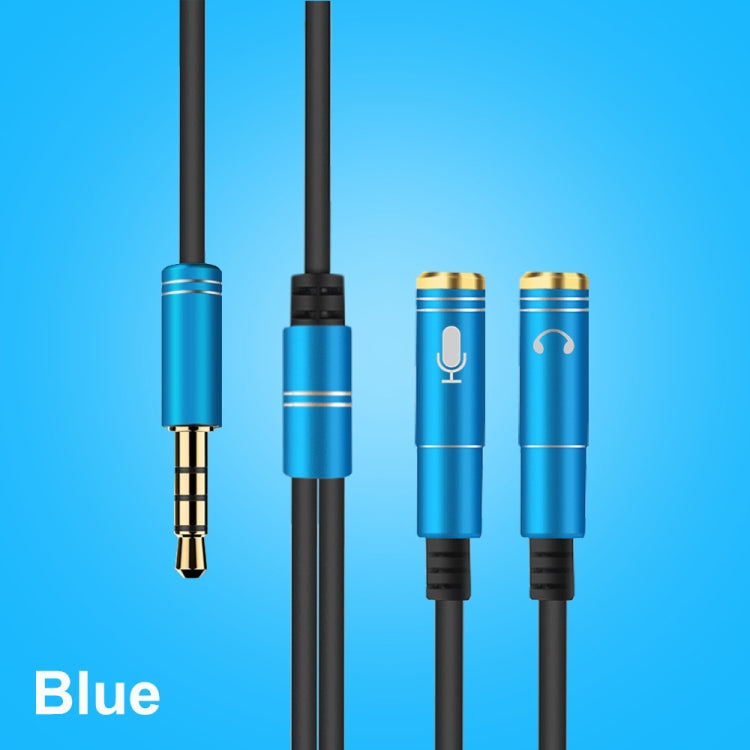 2 in 1 3.5mm Male to Double 3.5mm Female TPE High-elastic Audio Cable Splitter, Cable Length: 32cm(Blue) - Cable & Splitter by buy2fix | Online Shopping UK | buy2fix