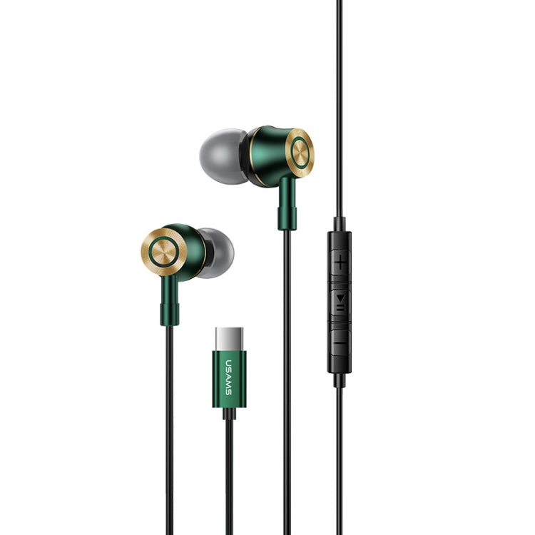 USAMS US-SJ482 EP-43 Wired In Ear USB-C / Type-C Interface Metal Digital HiFi Noise Reduction Earphones with Mic & Digital Chip, Length: 1.2m(Gradient Green) - Mobile Accessories by USAMS | Online Shopping UK | buy2fix