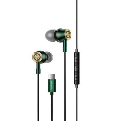 USAMS US-SJ482 EP-43 Wired In Ear USB-C / Type-C Interface Metal Digital HiFi Noise Reduction Earphones with Mic & Digital Chip, Length: 1.2m(Gradient Green) - Mobile Accessories by USAMS | Online Shopping UK | buy2fix