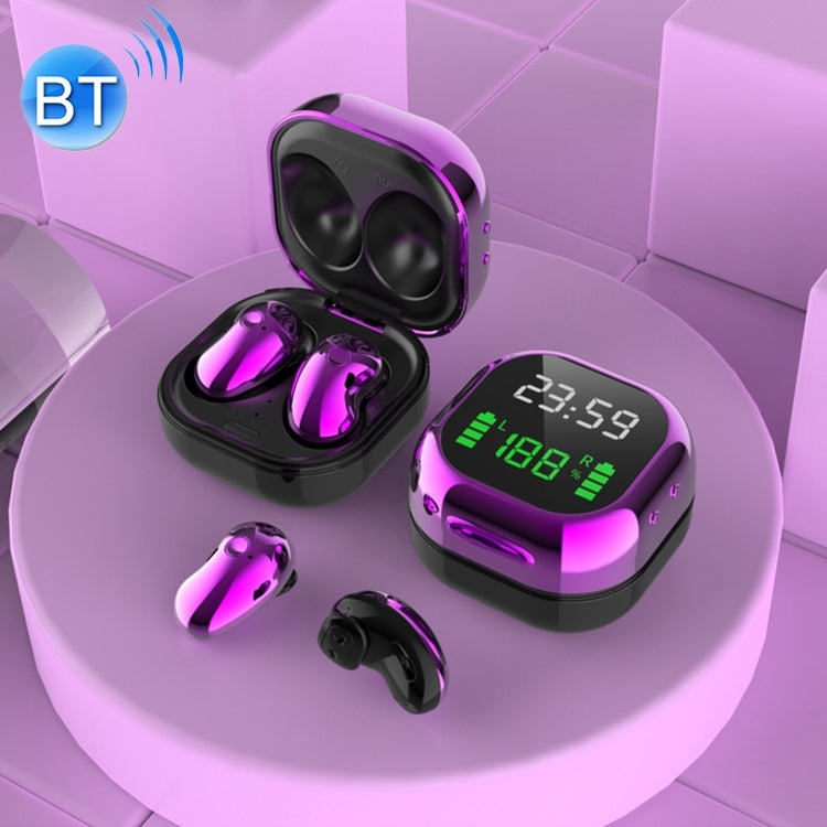 S6 Plus Bluetooth 5.0 TWS Touch Digital Display Mini Clock True Wireless Bluetooth Earphone with Charging Box(Purple) - TWS Earphone by buy2fix | Online Shopping UK | buy2fix