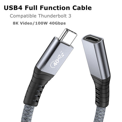 9159 40Gbps USB-C / Type-C Male to USB-C / Type-C Female USB4 Braided Data Cable, Length: 0.8m -  by buy2fix | Online Shopping UK | buy2fix