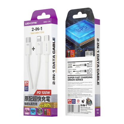 WK WDC-176 100W 2 in 1 USB-C/Type-C to USB-C/Type-C+8 Pin Multifunctional Fast Charging Data Cable,Length: 1.2m -  by WK | Online Shopping UK | buy2fix