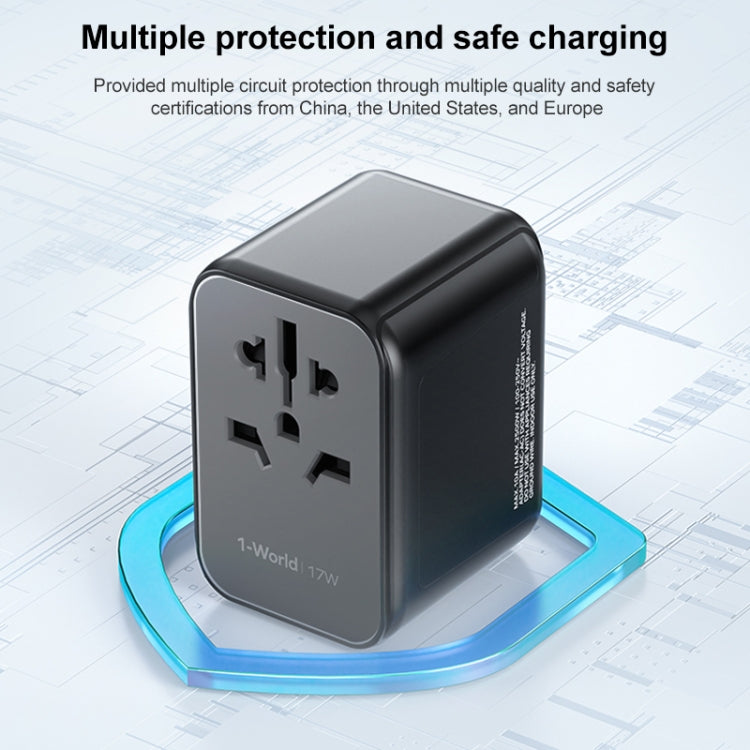 MOMAX UA12 1-World 17W Global Travel Fast Charger Power Adapter - International Plug Adaptor by MOMAX | Online Shopping UK | buy2fix