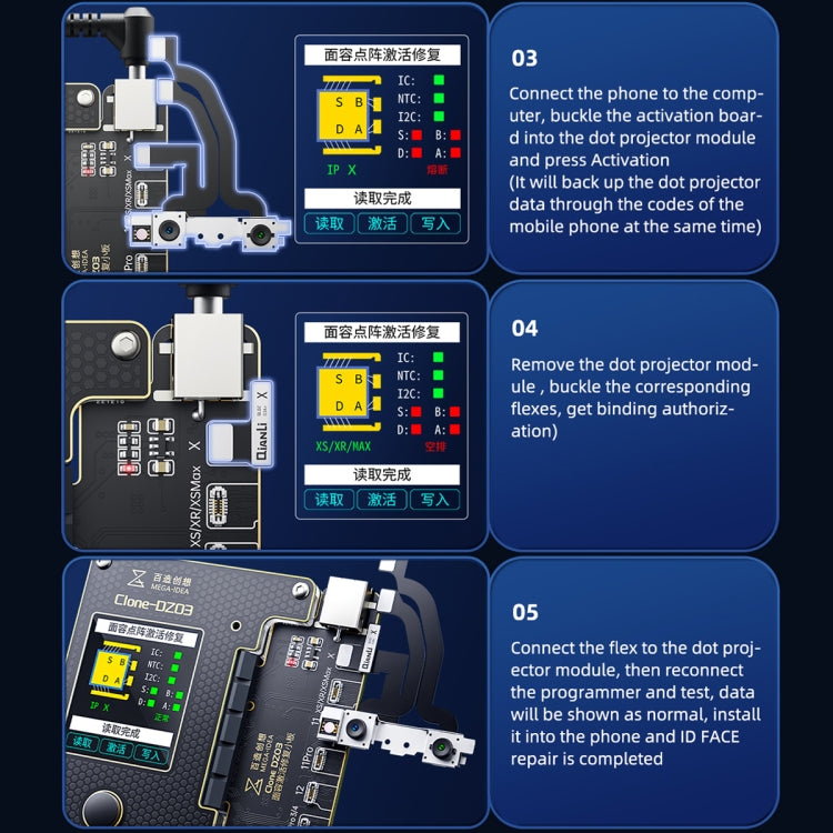 MEGA-IDEA Clone DZ03 Battery Activation & Face ID Dot Matrix Programmer for iPhone 8-14 Pro Max, Plug: US -  by buy2fix | Online Shopping UK | buy2fix