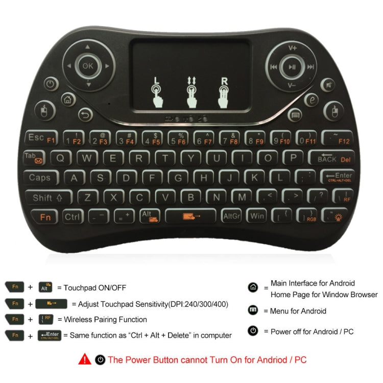 I8 Max 2.4GHz Mini Wireless Keyboard with Touchpad Rechargeable Fly Air Mouse Smart Game 7-color Backlit -  by buy2fix | Online Shopping UK | buy2fix